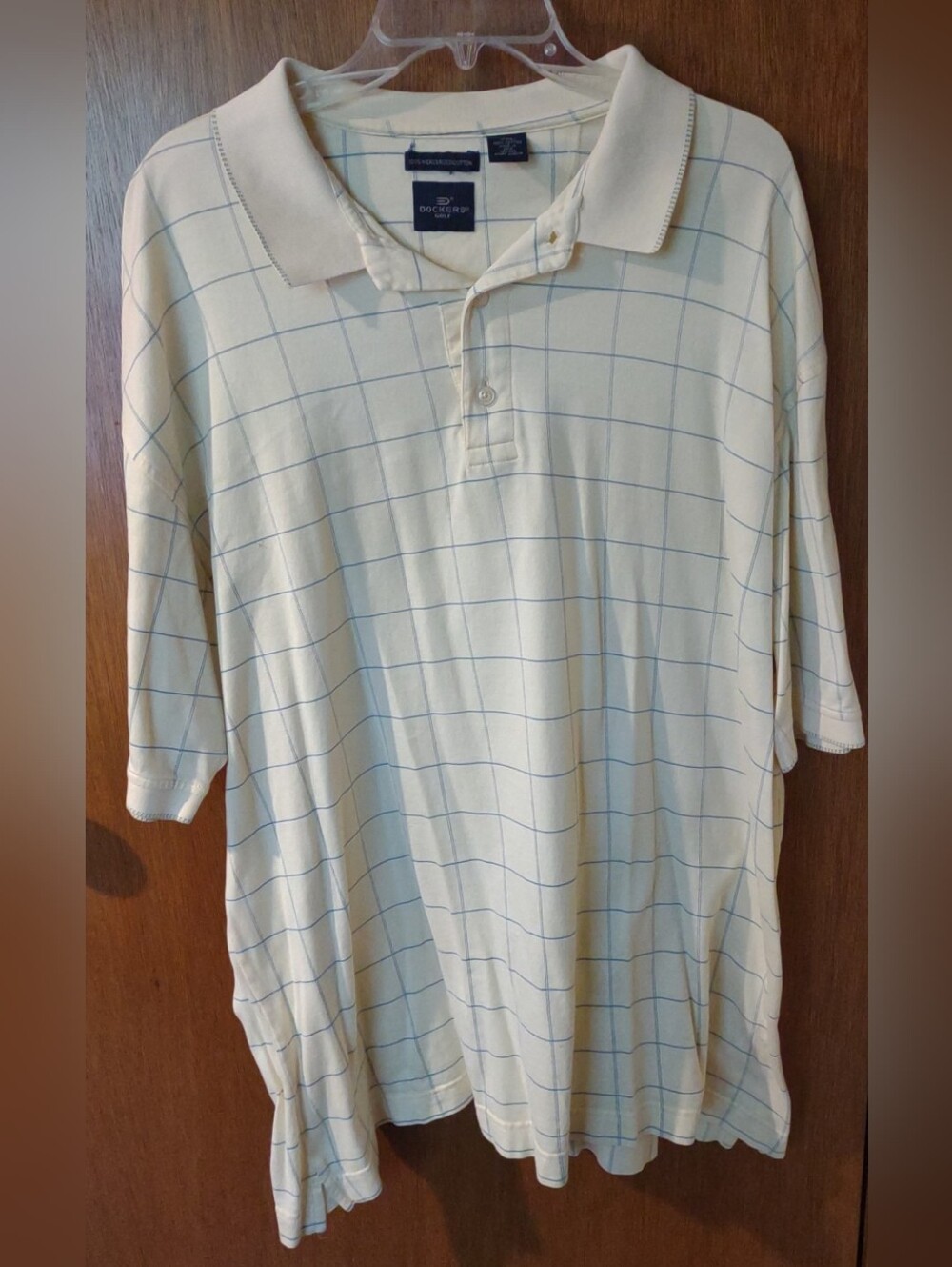 Dockers Golf Yellow Plaid Short Sleeve Front Button 100% Cotton Shirt Size XXL